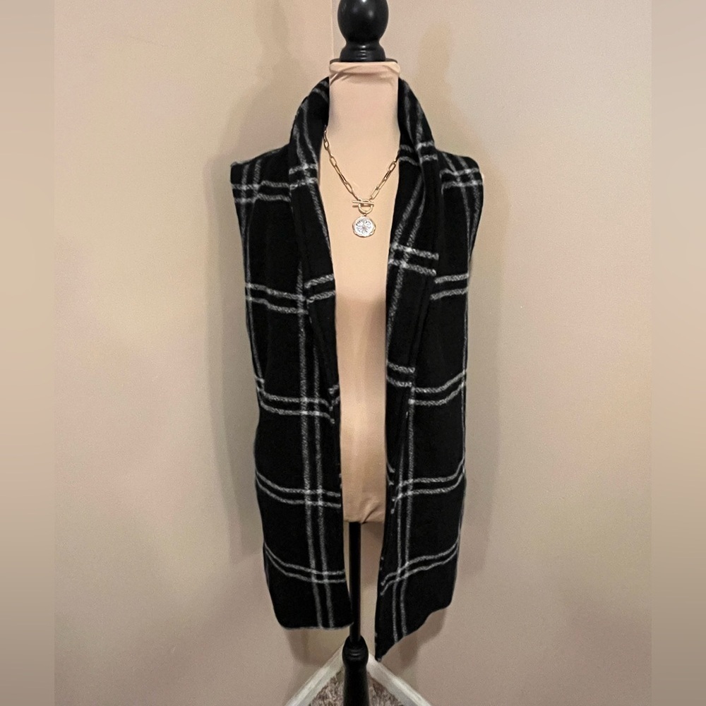 Rachel Zoe Wool Monochrome Black & Grey Wondowpane Knit Gilet, size XL